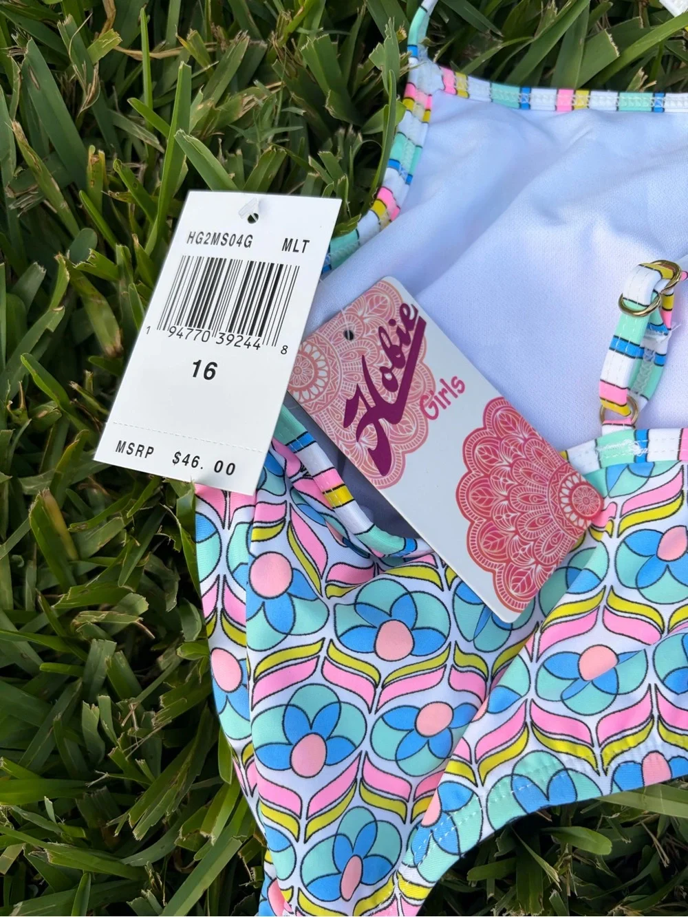 Hobie Girls Cutout One Piece Swimsuit Retro Floral Print Size 16 NWT $46